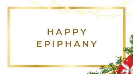happy Epiphany wish with gold border and light background