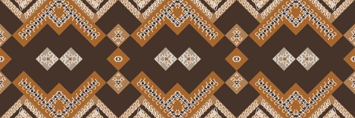 Ethnic Aztec Ikat Seamless Pattern Textile Motif ikat seamless pattern digital vector design for Print saree Kurti Borneo Fabric Aztec brush symbols swatches designer