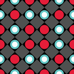 retro colorful seamless vector pattern, red dots, blue dots and white dots