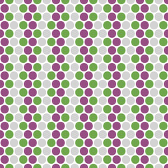 polka dots on retro colorful seamless vector pattern, violet dots, green dots and gray dots