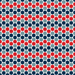 polka dots on retro colorful seamless vector pattern, blue dot, red dot