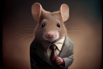 Portrait of mouse in a business suit, generative ai - obrazy, fototapety, plakaty