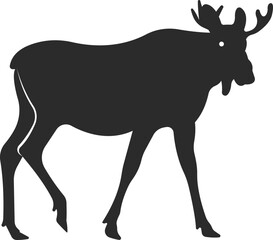 Elk wild animal. Black and white silhouette.