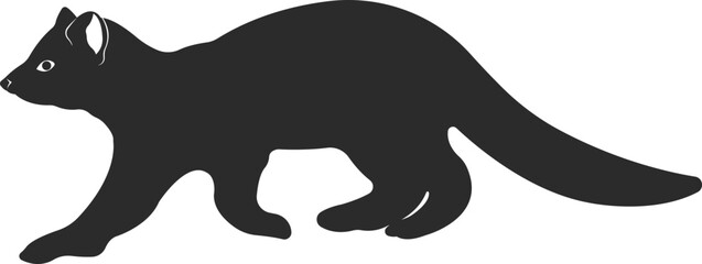 Wild animal sable. Black and white silhouette.