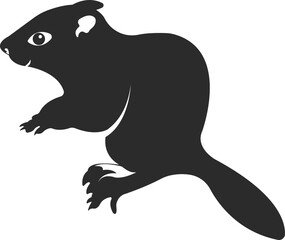 Wild animal chipmunk. Black and white silhouette.