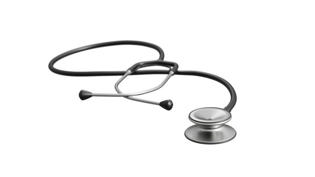 close up of stethoscope on white blurred back side, 3d rendering of stethoscope on PNG transparent background
