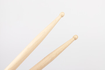 Wooden drumsticks isolated on white background. musical instrument.