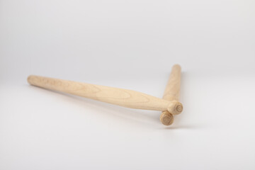 Wooden drumsticks isolated on white background. musical instrument.