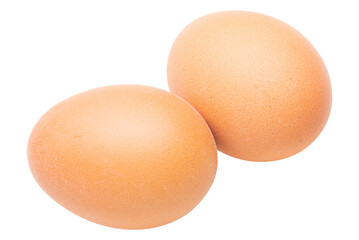 Two brown organic egg isolated on white backkground.