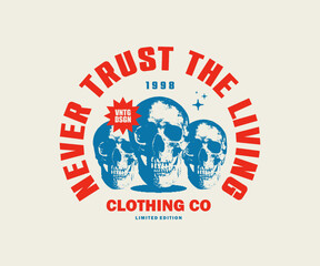  skull illustration with pixel style and retro poster t shirt design, vector graphic, typographic poster or tshirts street wear and Urban style