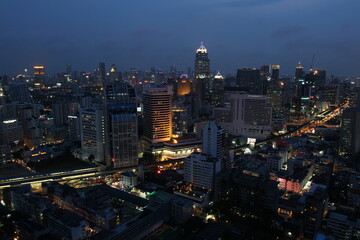 Fototapeta na wymiar Bangkok city at night aerial view Thailand