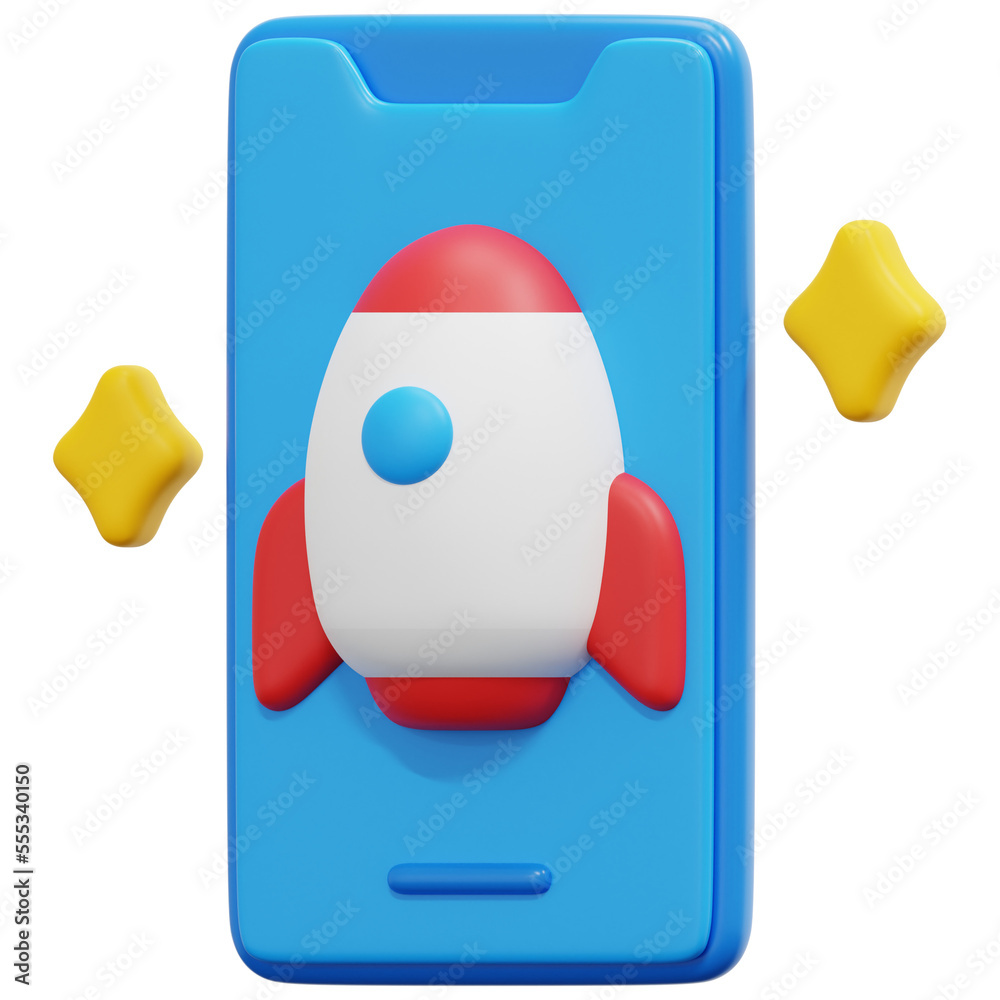 Sticker mobile 3d render icon illustration