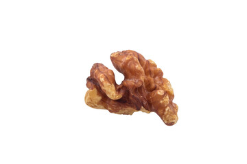 Fried walnut. Walnut kernel. Nut isolated on transparent background