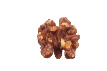 Close shoot of fried walnut. Walnut kernel. Nut isolated on transparent background png photo