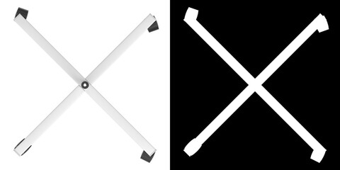 3D rendering illustration of a 4 wheels rolling stand base