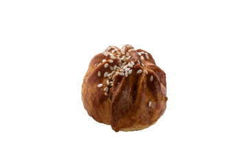 Close shoot Siew Bao, baked flaky BBQ bun photo isolated on transparent background png photo