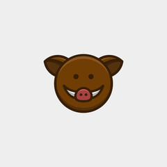 cute boar cartoon design logo