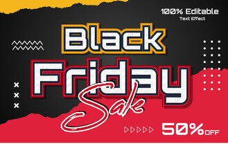 Black friday sale editable vector text effect
