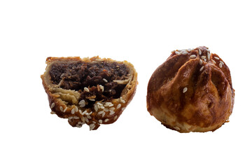 Close shoot Siew Bao, baked flaky BBQ bun photo isolated on transparent background png photo