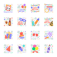 Happy new year 2023 stickers design in modern and trendy style