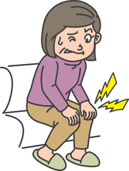 膝が痛くソファーから立ち上がれない女性
