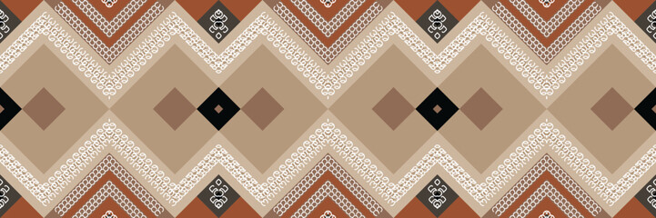 Ethnic Aztec Ikat Seamless Pattern Textile ikat frame seamless pattern digital vector design for Print saree Kurti Borneo Fabric Aztec brush symbols swatches designer