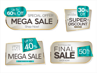 Super sale golden retro badges and labels collection vector illustration