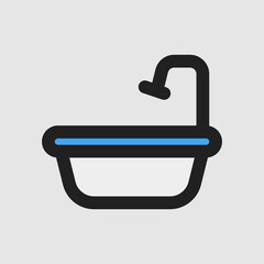 Bathtub icon in filled line style about furniture, use for website mobile app presentation