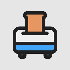 Toaster icon in filled line style about furniture, use for website mobile app presentation