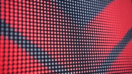 LED screen in operation outside. Close-up view.