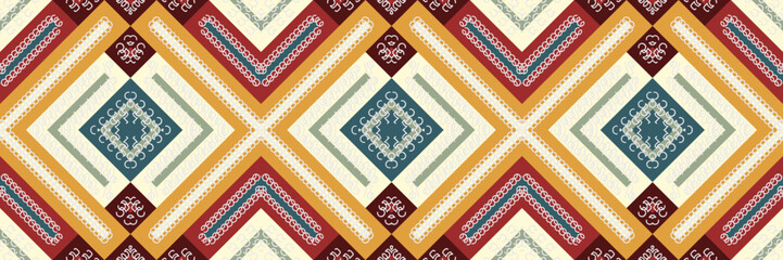 Ethnic pattern of the Philippines. traditional pattern design It is a pattern created by combining geometric shapes. Design for print. Using in the fashion industry.