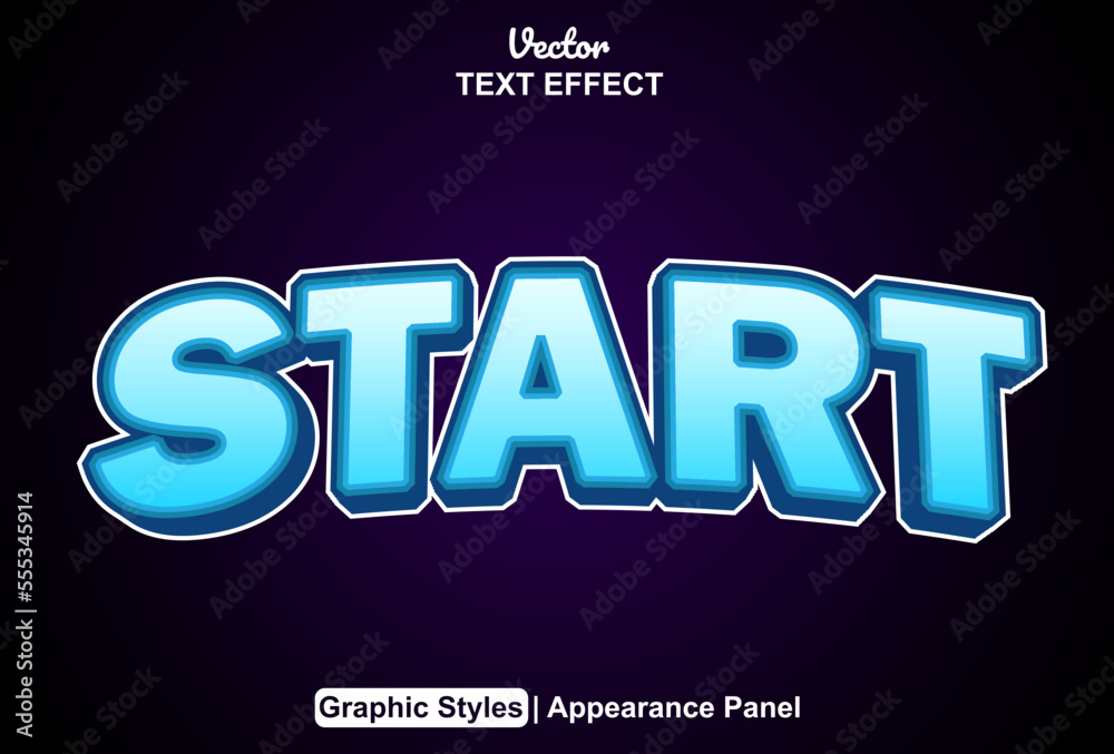 Wall mural start text effect with graphic style and editable.
