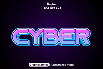 cyber text effect with graphic style and editable.