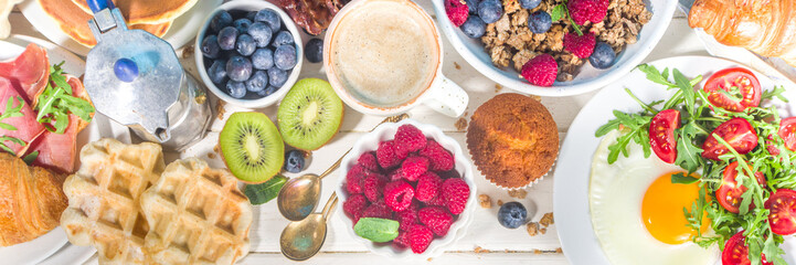 Various breakfast food set