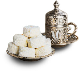 Delicious eastern sweets, Turkish delight on a plate