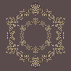 Elegant golden vintage ornament in classic style. Abstract traditional pattern with golden oriental elements. Classic vintage pattern