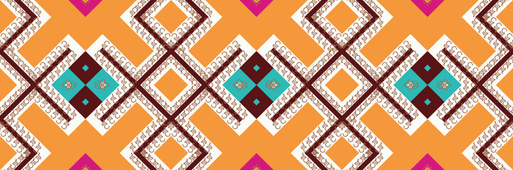 Ethnic pattern design of the Philippines. traditional pattern background It is a pattern created by combining geometric shapes. Design for print. Using in the fashion industry.