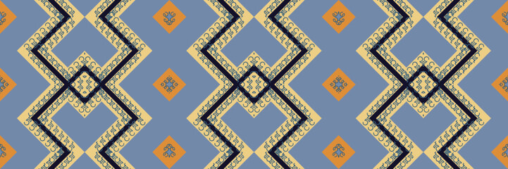 Ikat Indian ethnic pattern. It is a pattern created by combining geometric shapes. Design for print. Using in the fashion industry.