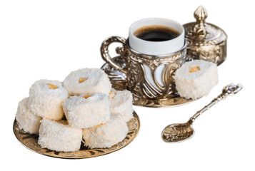 Islam ramadan coffee accessories with sweets