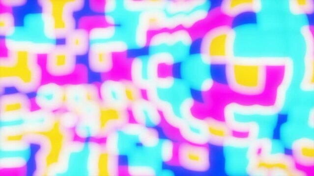 Psychedelic animation with floating colorful background. Design. Animation with psychedelic effect of colorful pattern and liquid pulsations. Colorful background with spots is liquid inflated
