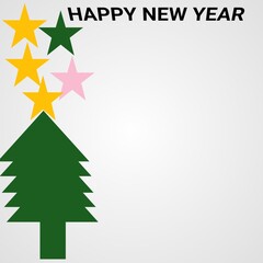christmas card with christmas tree. Happy new year 