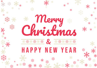 Merry Christmas and Happy New year minimalist wallpaper with light red colors typography and snowflakes