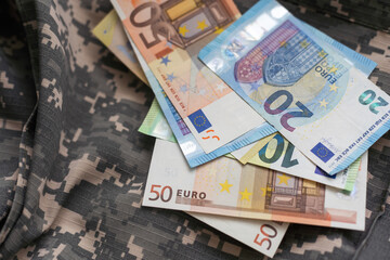 soldier camouflage, military uniform, money
