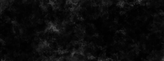 Elegant black background vector illustration with vintage distressed grunge texture. Panorama of Dark grey black slate background or texture. Black granite slabs background. 