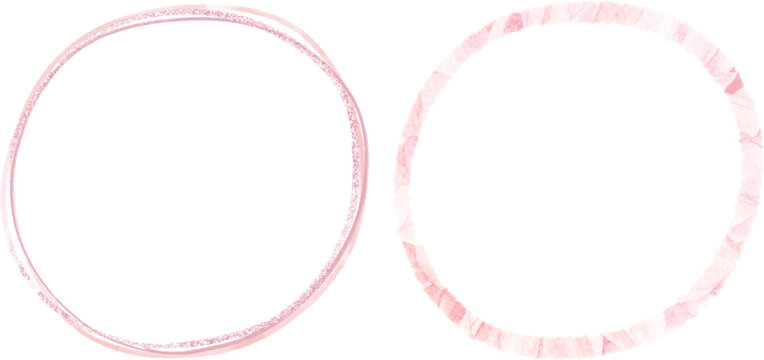 Vector Pink Pastel Frames with Copyspace, Circle frame, white background