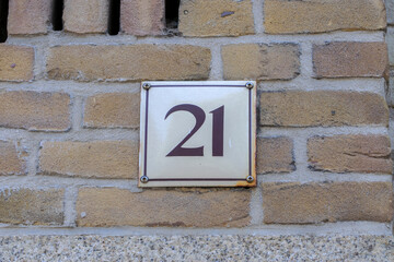 Close Up House Number 21 At Amsterdam The Netherlands 17-6-2021