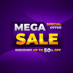 Mega sale banner vector, background design of special offer sale promotion for advertising and discount event