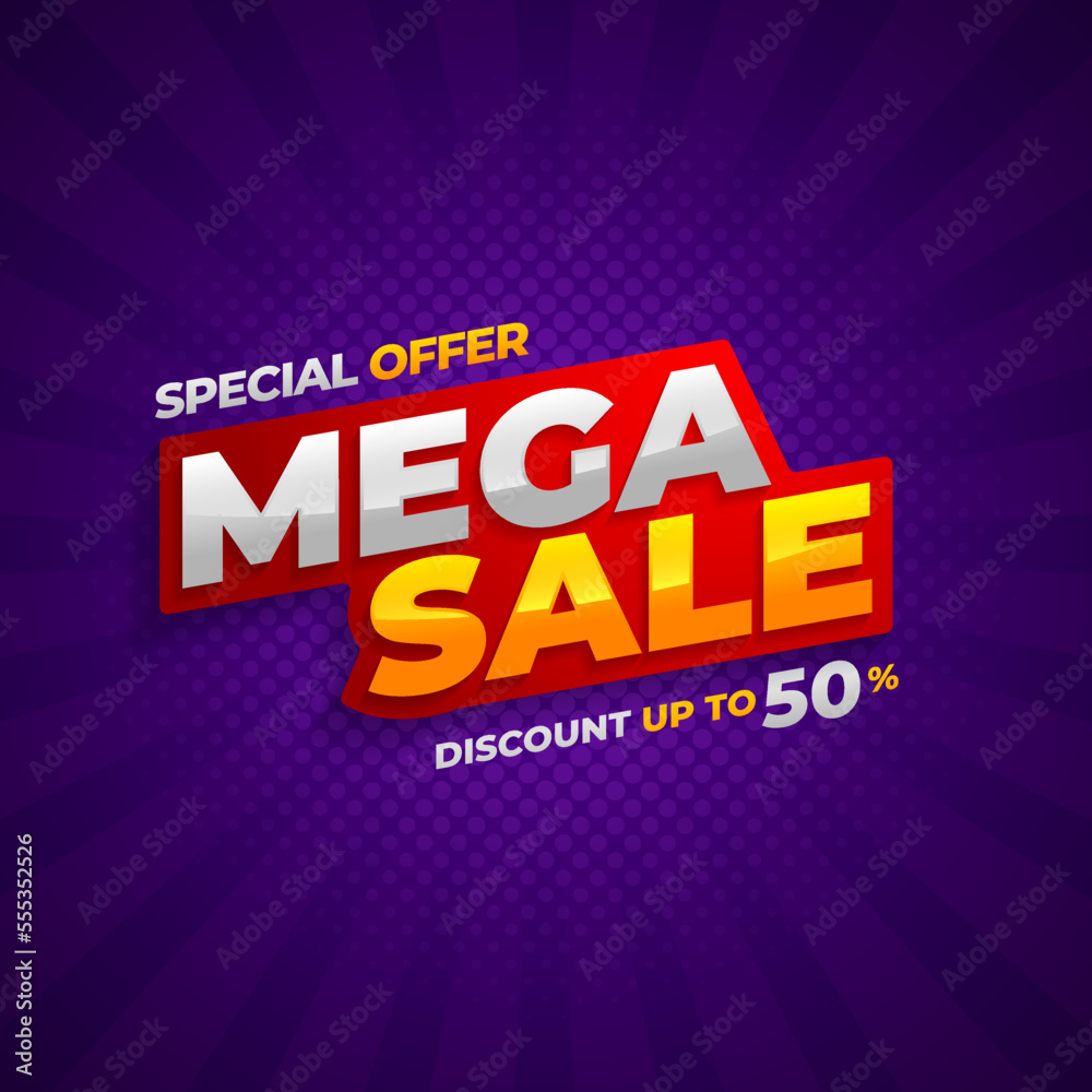 Wall mural Mega sale banner vector, background design of special offer sale promotion for advertising and discount event