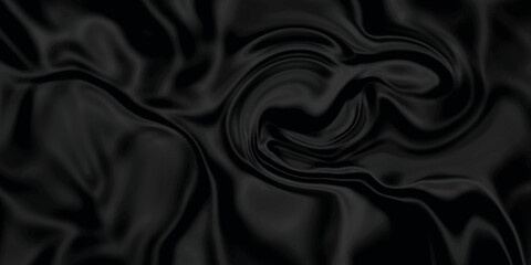 Black silk background . Black fabric background texture . abstract background luxury cloth or liquid wave or wavy folds of grunge silk texture material or smooth luxurious cloth .