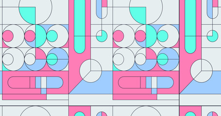 Fashion minimal illustration art. Abstract geometry mix. Seamless pattern design